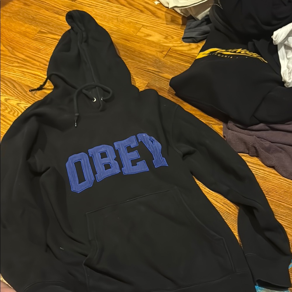 Obey Black and blue Hoodie Sweater